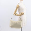PRADA Shoulder Bag Nylon Beige Silver Auth mr1636-23