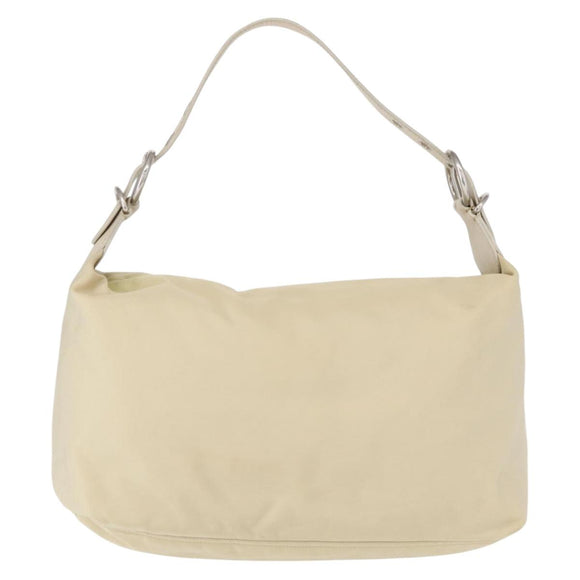 PRADA Shoulder Bag Nylon Beige Silver Auth mr1636