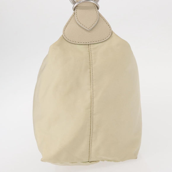 PRADA Shoulder Bag Nylon Beige Silver Auth mr1636