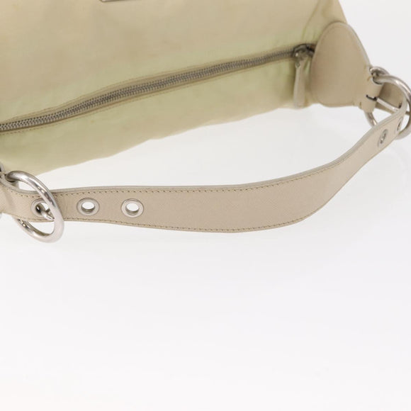 PRADA Shoulder Bag Nylon Beige Silver Auth mr1636