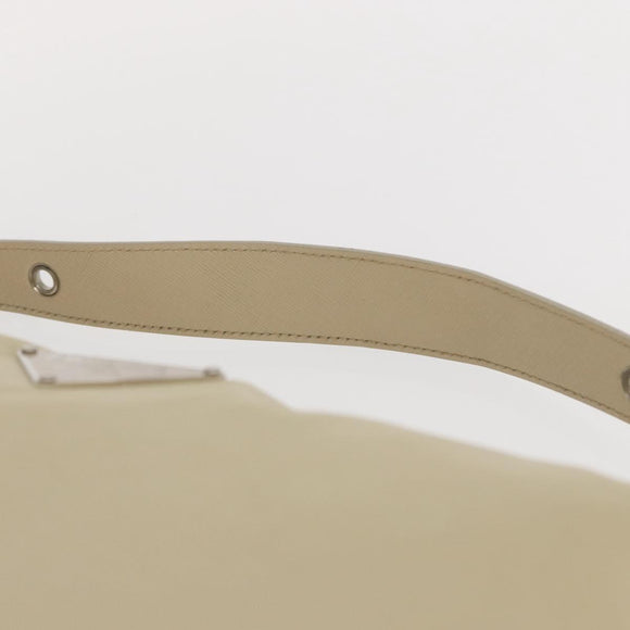 PRADA Shoulder Bag Nylon Beige Silver Auth mr1636