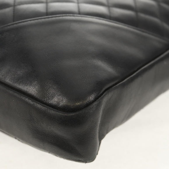 CHANEL Cambon Line Shoulder Bag Leather Black Silver CC Auth mr1637A