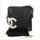 CHANEL Cambon Line Shoulder Bag Leather Black Silver CC Auth mr1637A-27