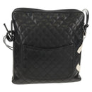 CHANEL Cambon Line Shoulder Bag Leather Black Silver CC Auth mr1637A-3