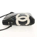 CHANEL Cambon Line Shoulder Bag Leather Black Silver CC Auth mr1637A-4