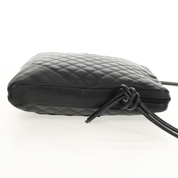 CHANEL Cambon Line Shoulder Bag Leather Black Silver CC Auth mr1637A