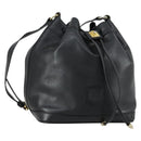 CELINE Shoulder Bag Leather Black Gold Auth mr1642-1
