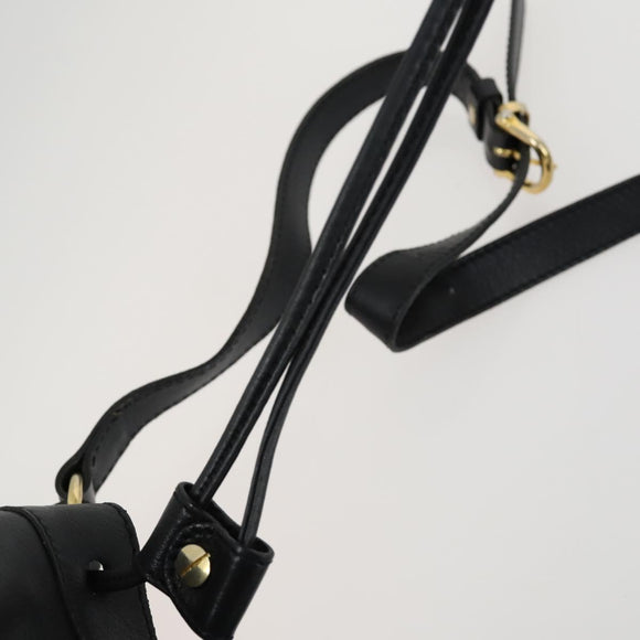 CELINE Shoulder Bag Leather Black Gold Auth mr1642