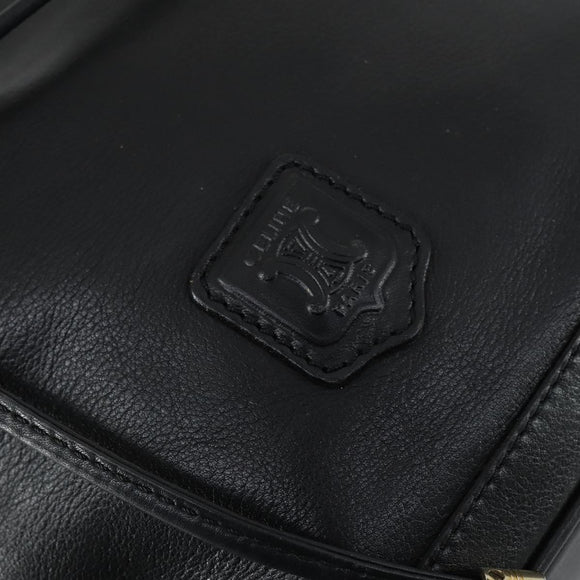 CELINE Shoulder Bag Leather Black Gold Auth mr1642