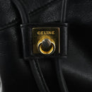 CELINE Shoulder Bag Leather Black Gold Auth mr1642-19