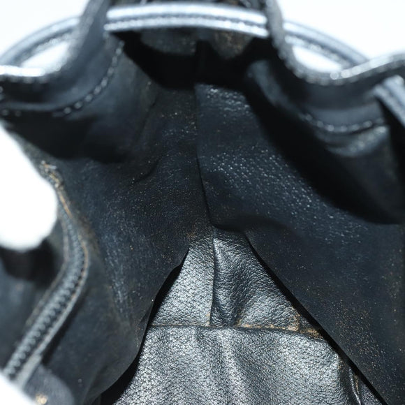 CELINE Shoulder Bag Leather Black Gold Auth mr1642