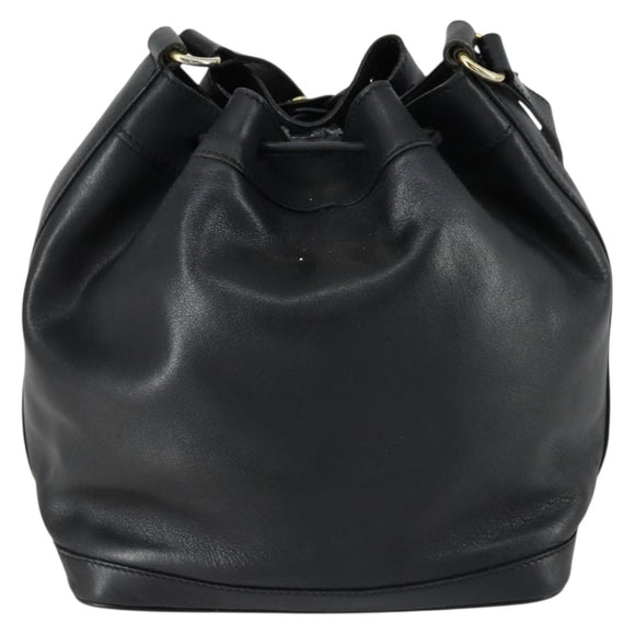 CELINE Shoulder Bag Leather Black Gold Auth mr1642