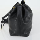 CELINE Shoulder Bag Leather Black Gold Auth mr1642-3