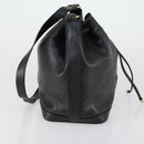 CELINE Shoulder Bag Leather Black Gold Auth mr1642-4