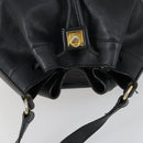 CELINE Shoulder Bag Leather Black Gold Auth mr1642-6