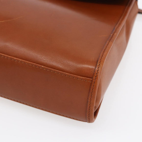 CELINE Hand Bag Leather 2way Brown gold Auth mr1643