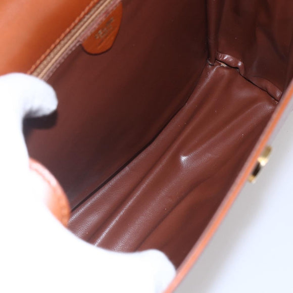 CELINE Hand Bag Leather 2way Brown gold Auth mr1643