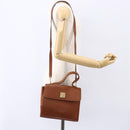 CELINE Hand Bag Leather 2way Brown gold Auth mr1643-23
