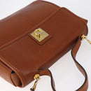 CELINE Hand Bag Leather 2way Brown gold Auth mr1643-6