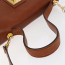 CELINE Hand Bag Leather 2way Brown gold Auth mr1643-7