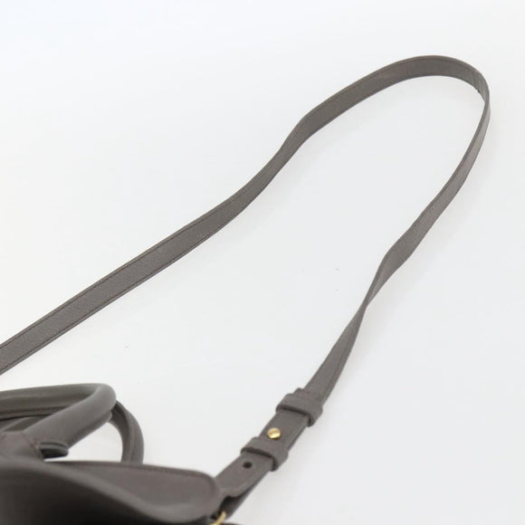 SAINT LAURENT Petit Cabas Hand Bag Leather 2way Gray Gold Auth mr1644