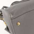 SAINT LAURENT Petit Cabas Hand Bag Leather 2way Gray Gold Auth mr1644-18