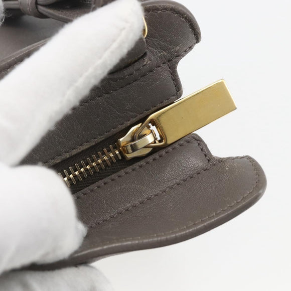 SAINT LAURENT Petit Cabas Hand Bag Leather 2way Gray Gold Auth mr1644