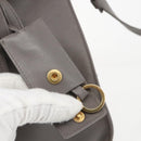 SAINT LAURENT Petit Cabas Hand Bag Leather 2way Gray Gold Auth mr1644-10