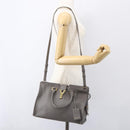 SAINT LAURENT Petit Cabas Hand Bag Leather 2way Gray Gold Auth mr1644-24