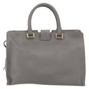 SAINT LAURENT Petit Cabas Hand Bag Leather 2way Gray Gold Auth mr1644-2