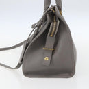 SAINT LAURENT Petit Cabas Hand Bag Leather 2way Gray Gold Auth mr1644-4