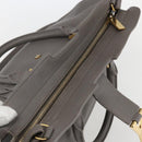 SAINT LAURENT Petit Cabas Hand Bag Leather 2way Gray Gold Auth mr1644-6