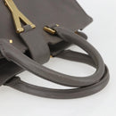 SAINT LAURENT Petit Cabas Hand Bag Leather 2way Gray Gold Auth mr1644-7