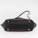 VALENTINO Studs Tote Bag Leather 2way Black Gold Silver Auth mr1645-5