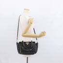 VALENTINO Studs Tote Bag Leather 2way Black Gold Silver Auth mr1645-25