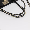 VALENTINO Studs Tote Bag Leather 2way Black Gold Silver Auth mr1645-7