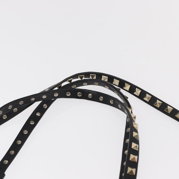 VALENTINO Studs Tote Bag Leather 2way Black Gold Silver Auth mr1645