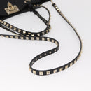 VALENTINO Studs Tote Bag Leather 2way Black Gold Silver Auth mr1645-9