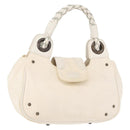 Chloe Hand Bag Canvas Leather White Auth mr1648-1