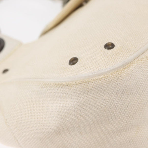 Chloe Hand Bag Canvas Leather White Auth mr1648