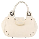 Chloe Hand Bag Canvas Leather White Auth mr1648-13