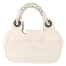 Chloe Hand Bag Canvas Leather White Auth mr1648-2
