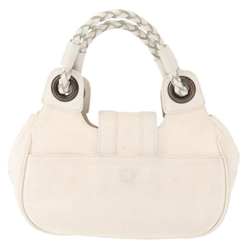 Chloe Hand Bag Canvas Leather White Auth mr1648 - 0