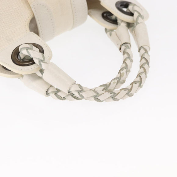 Chloe Hand Bag Canvas Leather White Auth mr1648