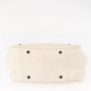 Chloe Hand Bag Canvas Leather White Auth mr1648-5