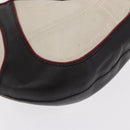 CELINE World Cup 2002 Schoudertas Leer Wit Zwart Zilver Auth mr1649-9