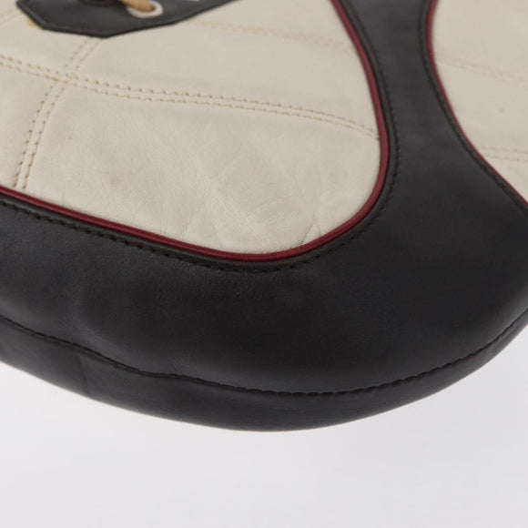 CELINE World Cup 2002 Schoudertas Leer Wit Zwart Zilver Auth mr1649
