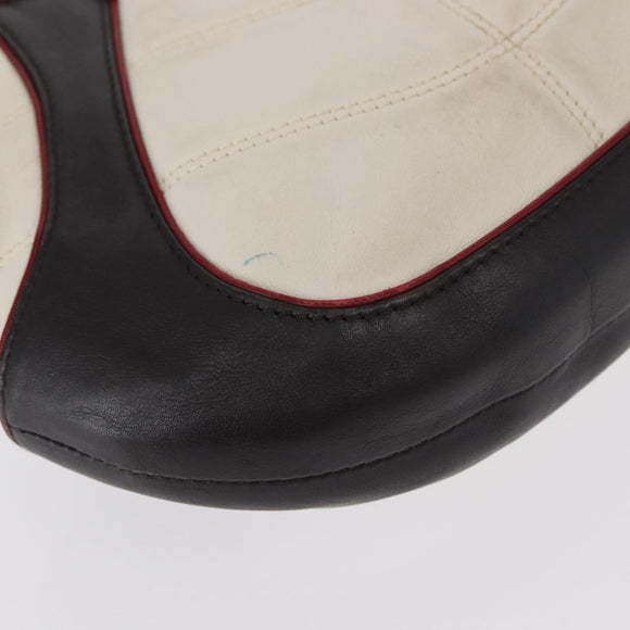 CELINE World Cup 2002 Schoudertas Leer Wit Zwart Zilver Auth mr1649