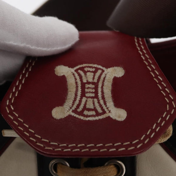 CELINE World Cup 2002 Shoulder Bag Leather White Black Silver Auth mr1649