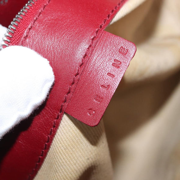 CELINE World Cup 2002 Shoulder Bag Leather White Black Silver Auth mr1649